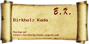 Birkholz Kada névjegykártya